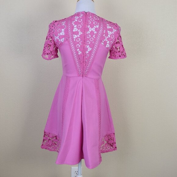 ASOS Crochet Lace Fit and Flare Pink Dress - 4 - Picture 6 of 10